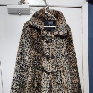 Leopard inspired faux fur coat